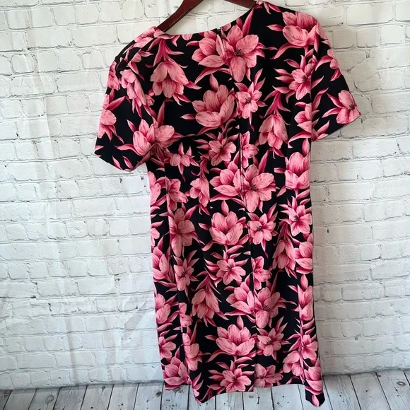 Sag Harbor Black & Pink floral short sleeve dress size 10 - Picture 9 of 11